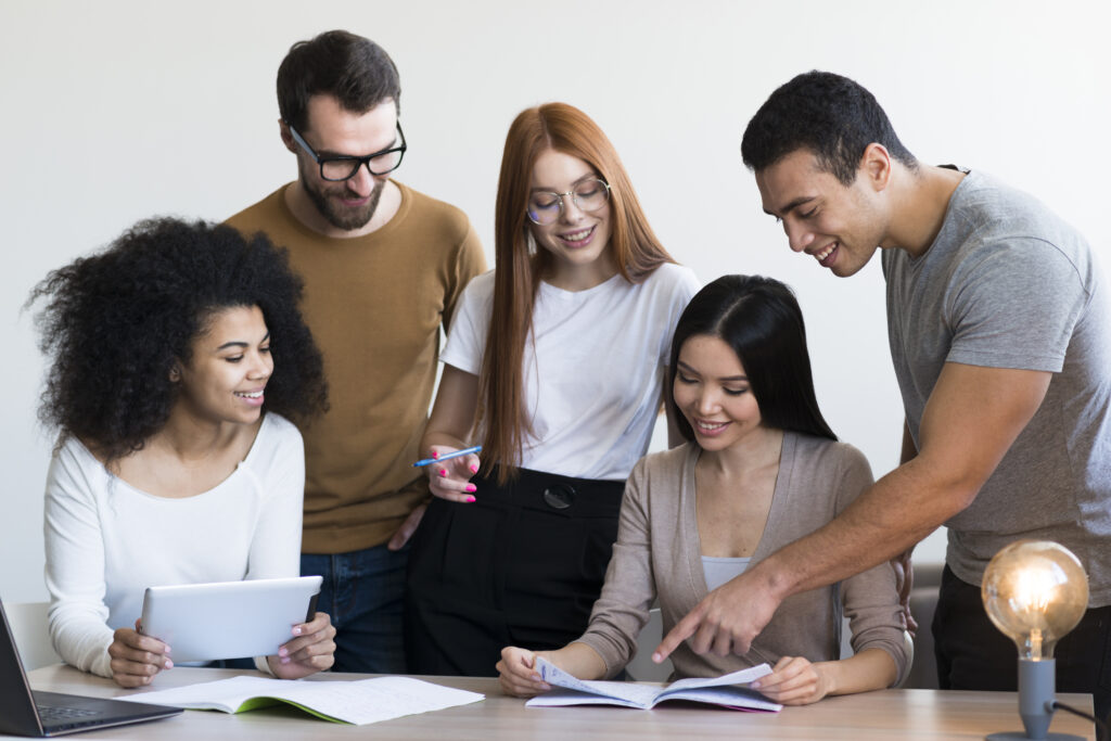 Motivational Study Blog group positive young people working together